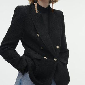 Double Breasted Textured Weave Jacket/Blazer